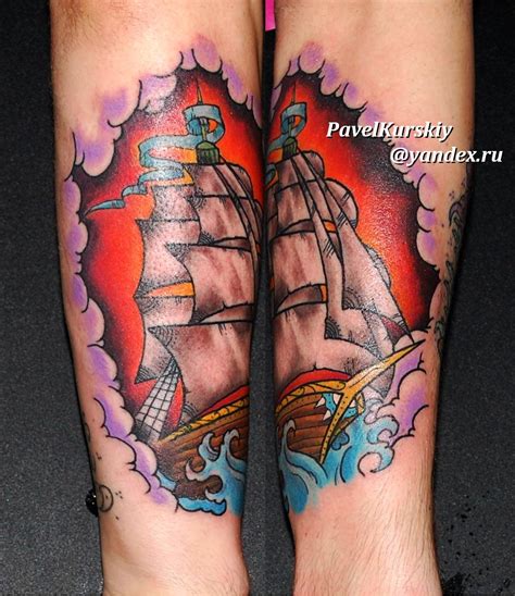 sailing ship tattoo by PavelKurskiy on DeviantArt