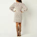 Melonie T Long Sleeve Sweater Dress, Color: Fawn Multi - JCPenney