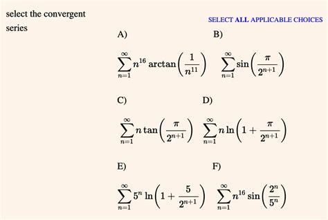 Solved select the convergent series SELECT ALL APPLICABLE | Chegg.com