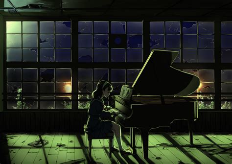 Girl Playing Piano Wallpaper