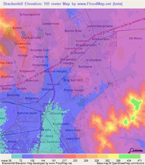 Elevation of Brackenfell,South Africa Elevation Map, Topography, Contour