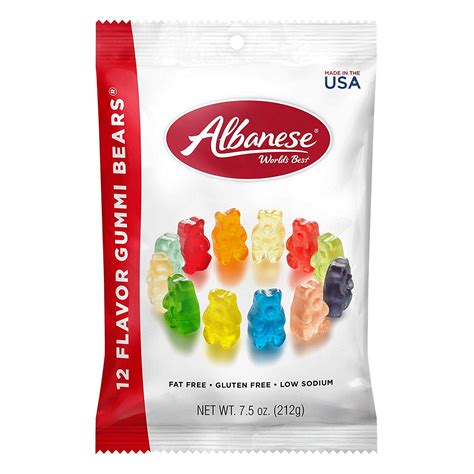 Albanese Worlds Best 12 Flavor Gummi Bears, 7.5oz Peg Bag - Walmart.com ...