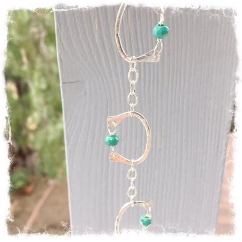 Silver Turquoise Bracelet / Silver Chain Link Bracelet / - Etsy