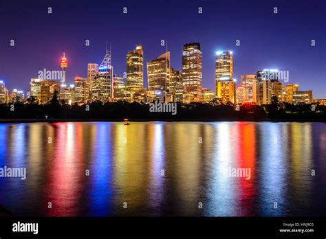 Sydney Skyline at night, Royal Botanic Garden Stock Photo - Alamy