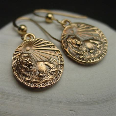 Leo Earrings Zodiac Birthday Gift July 23 to August 23 Coin Earrings ...