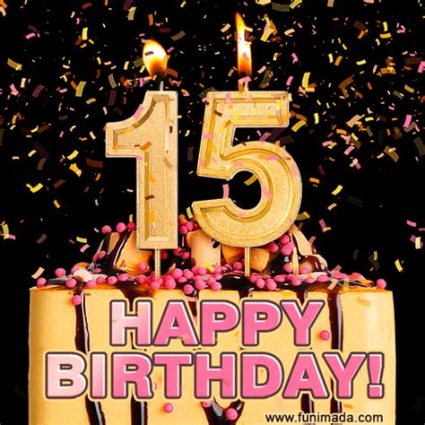 Happy 15th Birthday Cake GIF and Video with sound free download ...