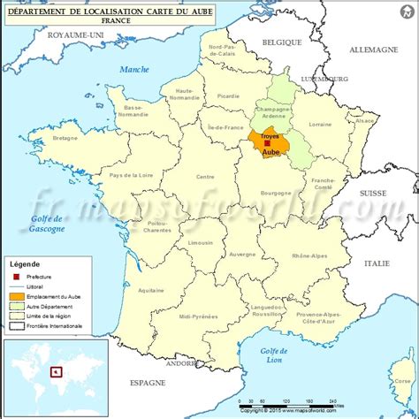 Aube Carte de localisation, Département Aube, France