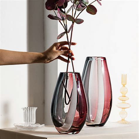 Colored Glass Vase Modern Unique Colorful Thickness Flowerpot For Interior Table Decor - Warmly ...