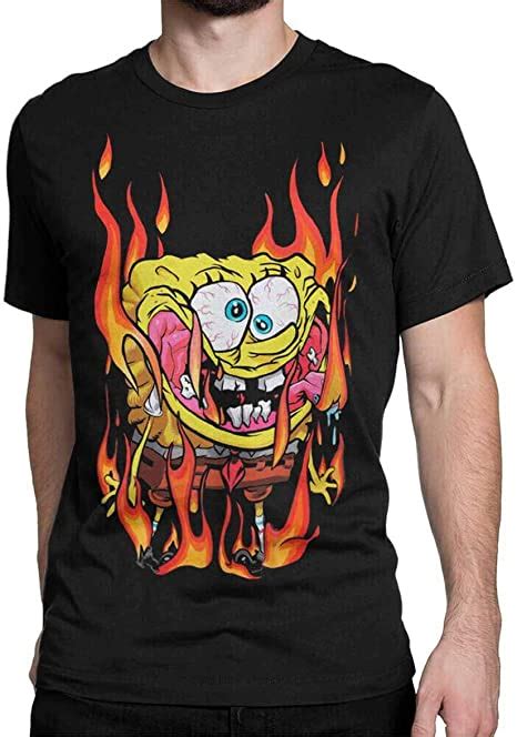 Spongebob Squarepants Awesome T-Shirt, Cotton Funny Cartoon Tee Black : Amazon.co.uk: Clothing