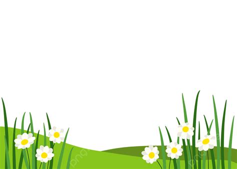 Green Garden Border With White Flower Kids Illustration, Garden, Border, Flower PNG Transparent ...