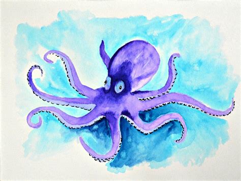 Octopus Watercolor Painting Under the Sea Original Wall Art - Etsy