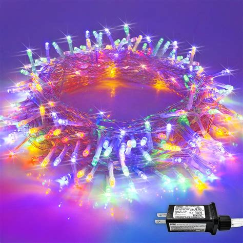 33ft 100 LED Colorful String Lights Indoor, Clear Wire Multicolor Christmas Tree Lights Outdoor ...