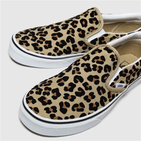 Womens Tan Vans Classic Slip-on Leopard Trainers | Leopard print boots, Vans shoes girls ...