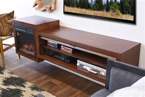 Wall Mount Fireplace Floating TV Stand - ECO GEO Mocha - Woodwaves