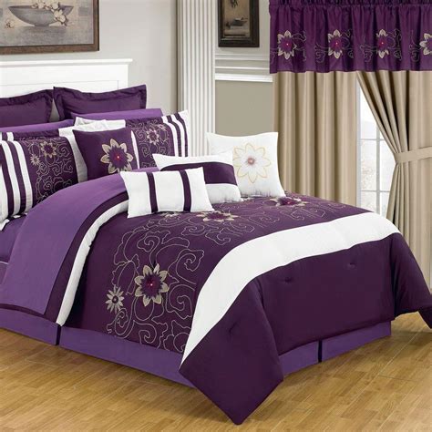 Lavish Home Amanda Purple 25-Piece King Comforter Set-66-00014-24pc-K ...