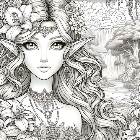 Download Grayscale Coloring Page, Coloring Page, Elf. Royalty-Free Stock Illustration Image ...