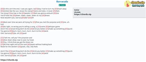 Chord: Barracuda - tab, song lyric, sheet, guitar, ukulele | chords.vip