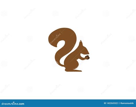 Squirrel Eating Walnuts Almonds for Logo Design Illustration Stock ...