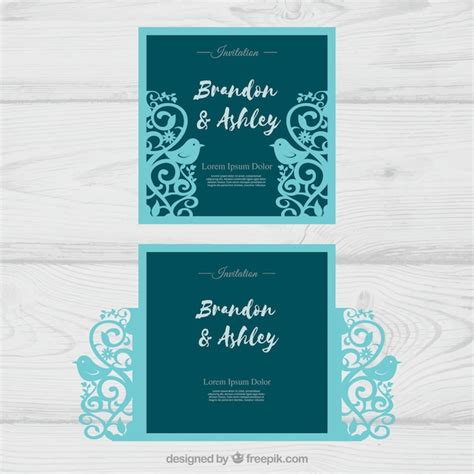 Premium Vector | Wedding cards with laser cut