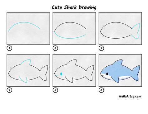 Cute Shark Drawing - HelloArtsy