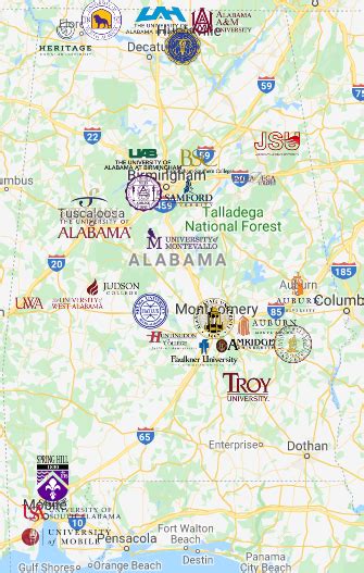 Colleges in Alabama Map | Colleges in Alabama - MyCollegeSelection