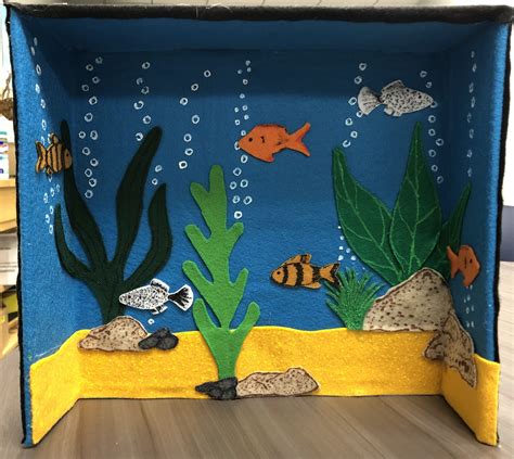 Fish Tank Felt Cardboard Box. | Ocean kids crafts, Diy fish tank, Preschool art activities