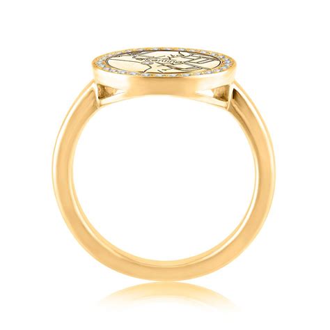 14k Yellow Gold Circle Map Ring | A JAFFE