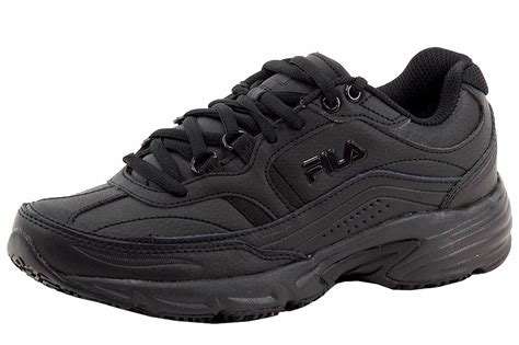 Fila Women's Memory Workshift Black Non-Skid Slip Resistant Sneakers Shoes