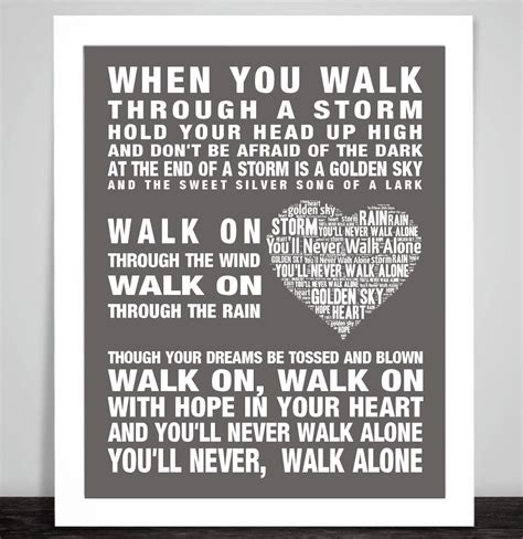 PRINTABLE You'll Never Walk Alone Music Song Poster Art Print. Liverpool Chant. Digital Download ...