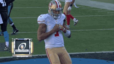 GIF: Colin Kaepernick mocks Cam Newton's touchdown celebration