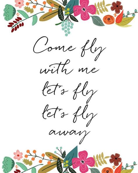 Come Fly With Me Come Fly Let's Fly Away | Frank Sinatra | 8x10 | Quote Print | Lyrics | Come ...