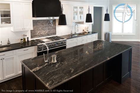 Astrus and Absolute Black Leathered Granite Kitchen | Marble.com ...