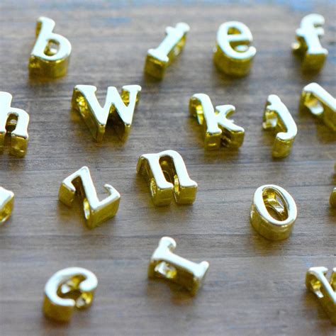 1 Gold LOWERCASE Alphabet Charm Beads Shiny 24K Gold Plated - Etsy