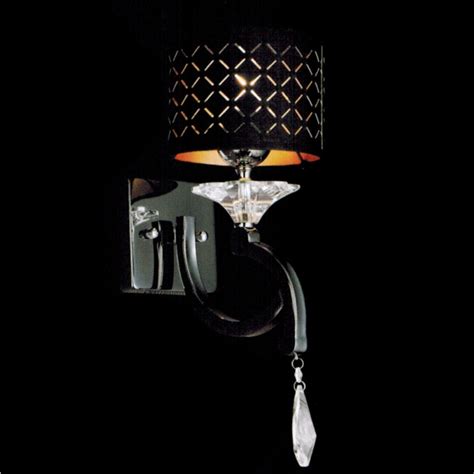 Brizzo Lighting Stores. 8" Bello Nero Contemporary Crystal Wall Sconce Black Chrome with Shade 1 ...