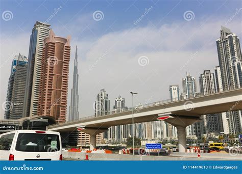 Skyline of Dubai City editorial stock photo. Image of horizontal ...