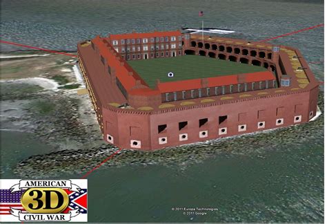 3D American Civil War on Google Earth: Battle of Fort Sumter