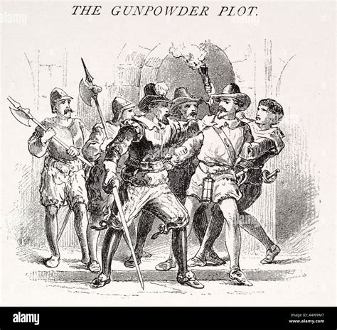 gunpowder plot 1605 conspirators treason Guy Fawkes arrest capture stop discover apprehend event ...