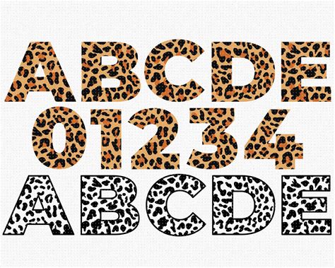 Leopard Print Alphabet Svg Cheetah Pattern Numbers Svg - Etsy