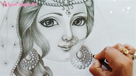 How to draw a very cute Radha drawing / cute animated Radha pencil ...