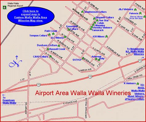 Map to the wineries located near the Walla Walla regional airport ...