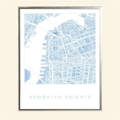 BROOKLYN HEIGHTS Downtown Brooklyn Map Watercolor Print New | Etsy