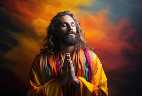 Premium AI Image | A painting of Jesus in colorful garments Digital image