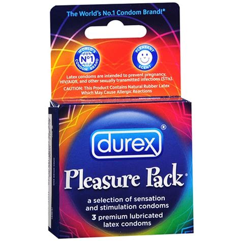 Durex Pleasure Pack Assorted Premium Lubricated Latex Condoms, 3 ct (Pack of 6)