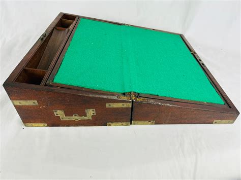 Georgian Brass and oak writing box, 18''x 10'' x 6.5''