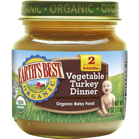 Earth's Best Organic Stage 2, Vegetable Turkey Baby Food, 113g Jar - Walmart.com - Walmart.com