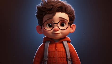 Premium AI Image | a very cute kid caracter animation pixar style