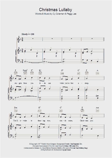 Christmas Lullaby Piano Sheet Music | OnlinePianist