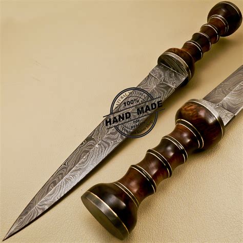 Damascus Dagger Knife Custom Handmade Damascus Steel Hunting Damascus Dagger Knife With Rose ...