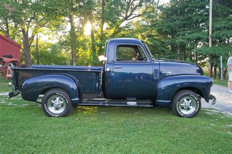 1950 Chevy Truck completed restoraton blue with belting painted black ...