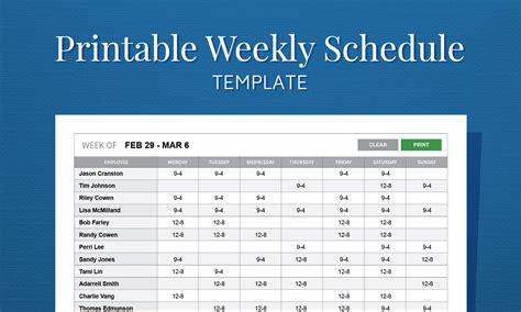 Free Printable Weekly Work Schedule Template For Employee Scheduling | When I Work